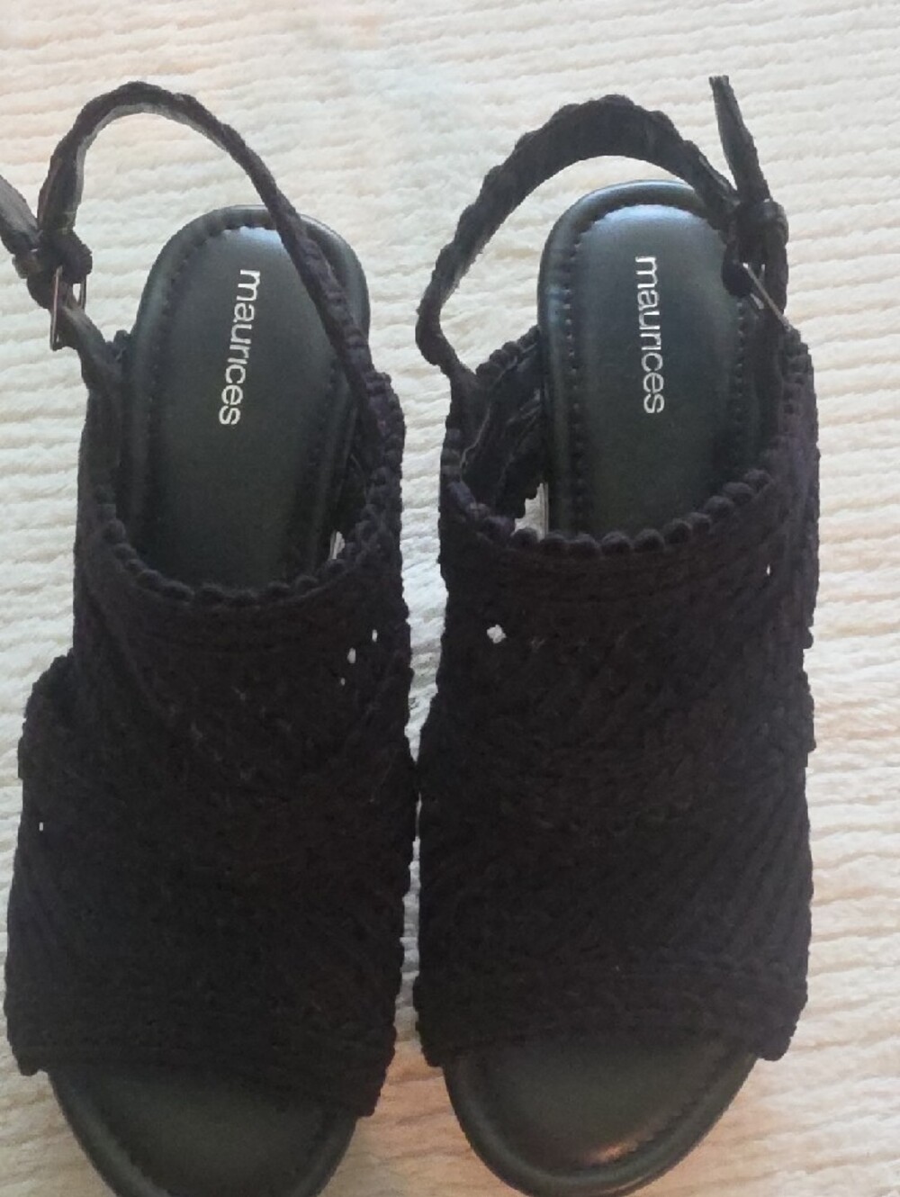 Maurices Black Crochet Wedge Sandals - Picture 3 of 5